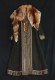 Green Viking lady coat with embroidery, silk and fox skin