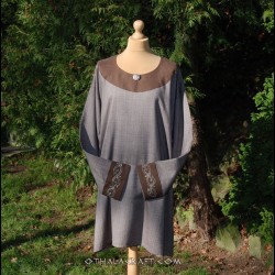 Linen Viking tunic with Mammen style embroidery, early medieval