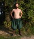 Short Rus Viking trousers from linen - dark green