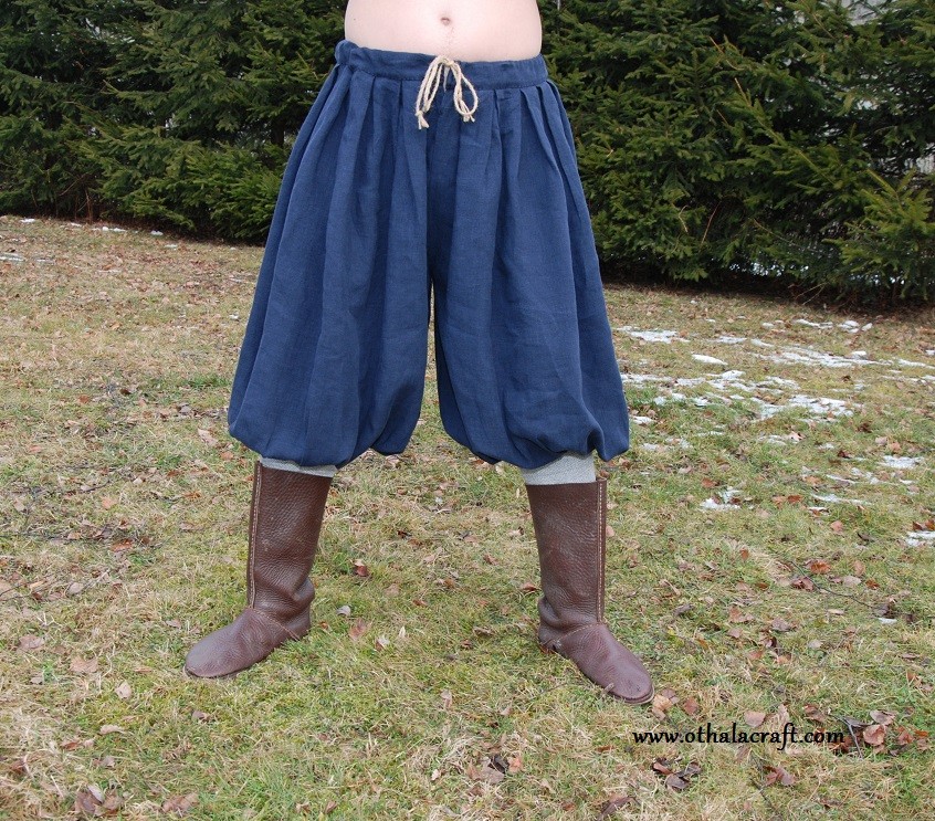 Viking trousers from linen - blue - OthalaCraft