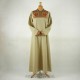 Green linen dress with Byzantine silk - L